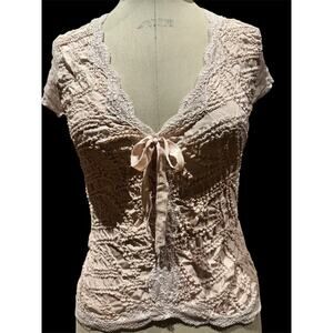 VTG. Ann Ferriday Embroidered Pucker Silk Top One Off ! Unworn Sample Size L